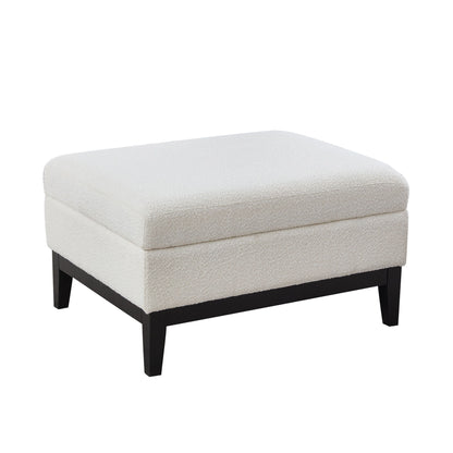 Upholstered Storage Ottoman With Reversible Lid Coffee Table With Rubberwood Legs