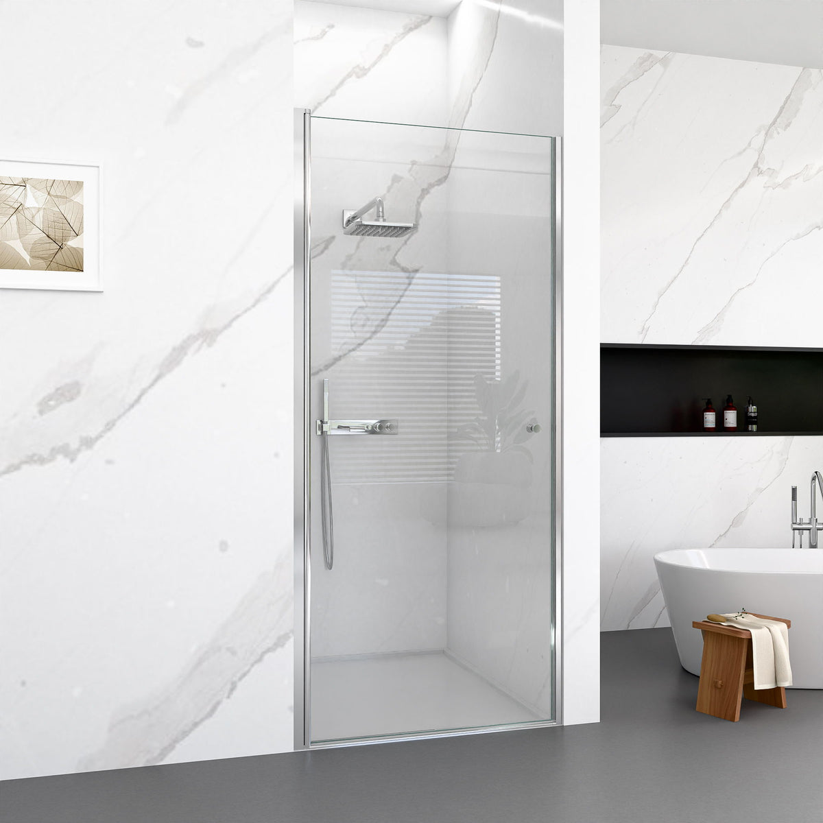 Semi Frameless Circular Pivot Shower Door With 1 / 4" Sgcc Tempered Glass