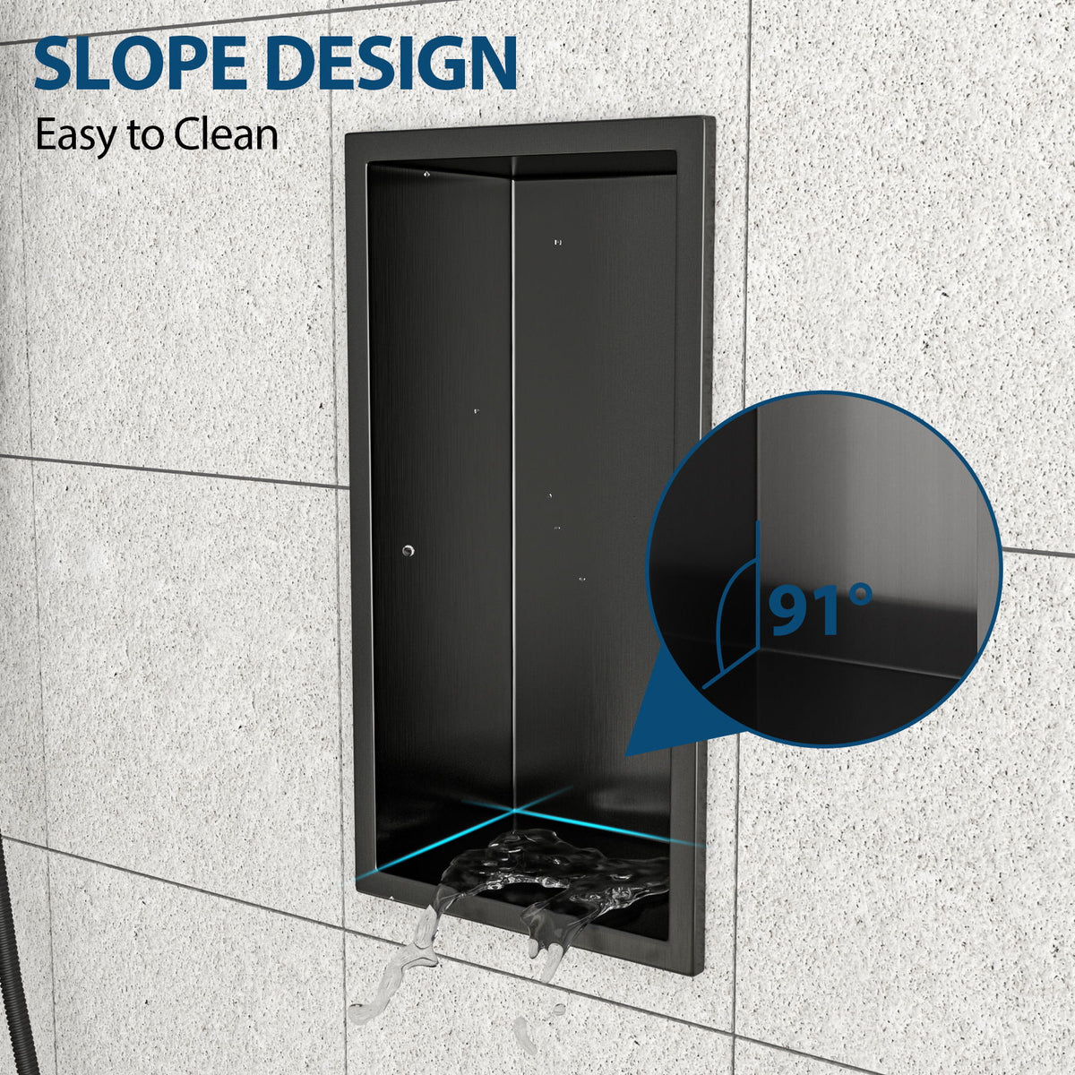 Stainless Steel Shower Niche With Seamless Design For Bathroom Storage
