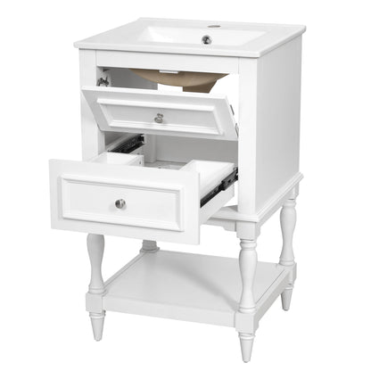 Retro Design Bathroom Vanity With Sink, 2 Drawer Storage Cabinet