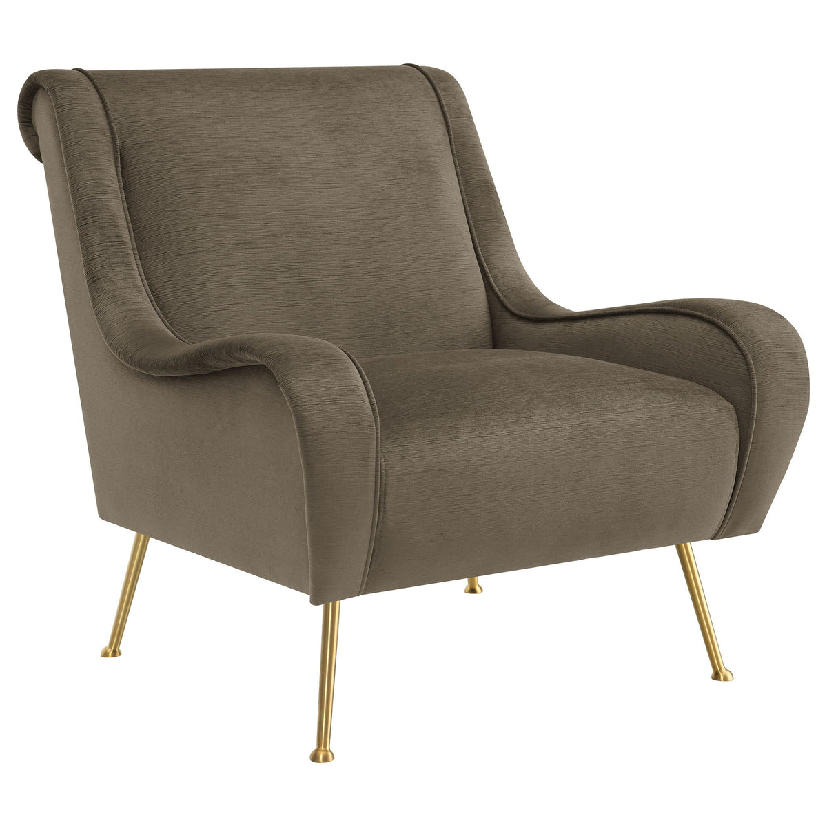 Lundy - Truffle Tight Cushion Accent Chair With Legs - Bronze Golden