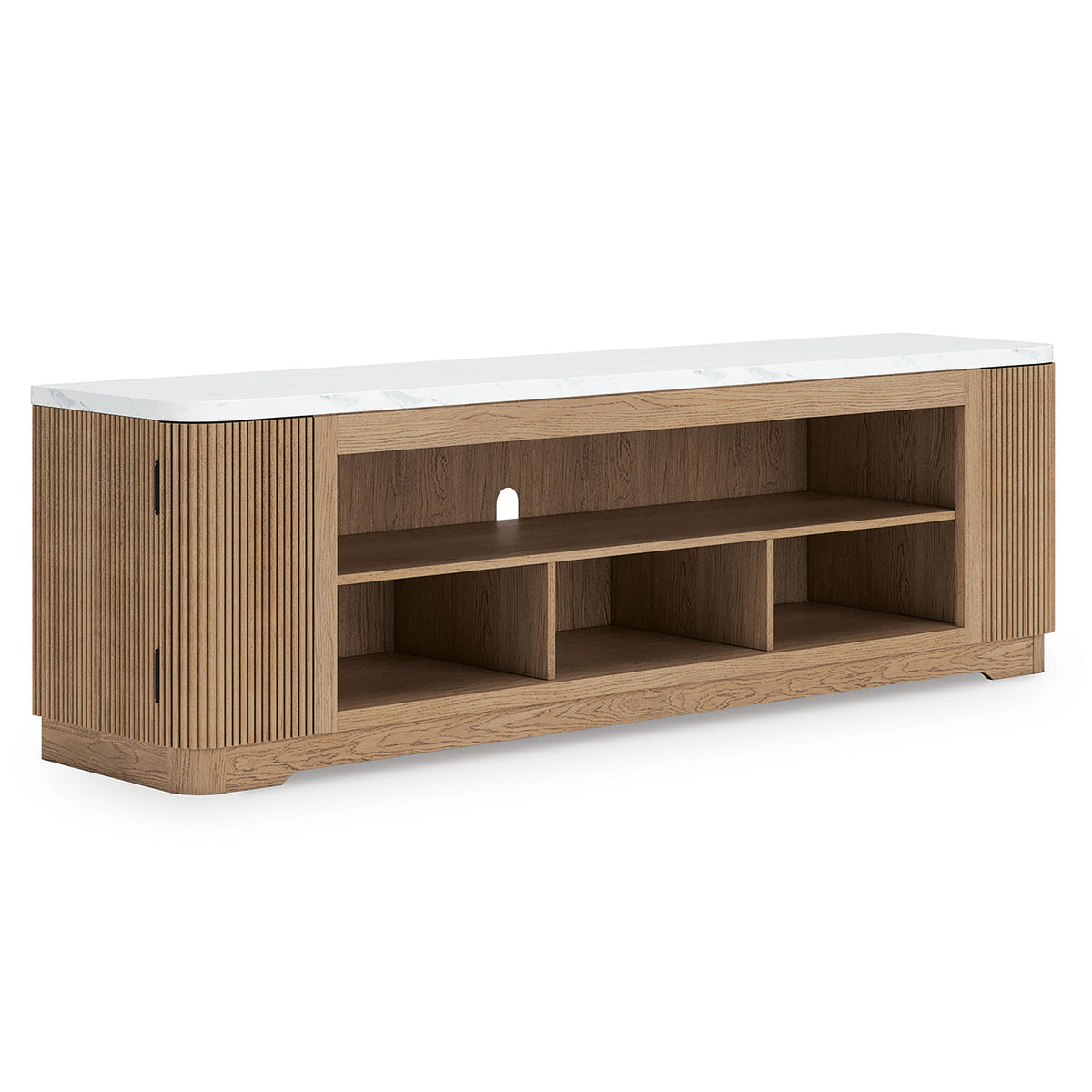 Camdill - XL TV Stand With Fireplace Option - Light Brown