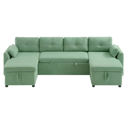 U-Shaped Sectional Sofa Bed With Storage And USB Ports