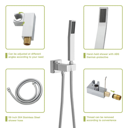 Dual Shower Head System With Ceiling Mount And Rough In Valve