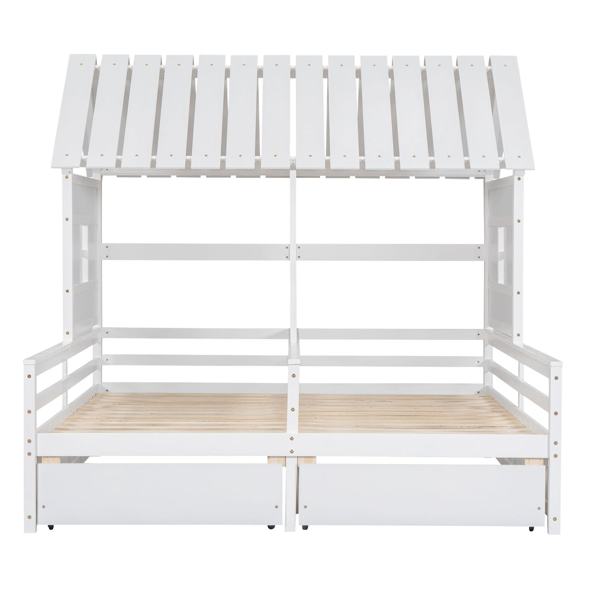 House Platform Beds With 2 Drawers, Side By Side Design