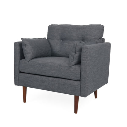 Enchantica - Upholstered Fabric Club Chair With Button Tufted And 2 Accent Pillows