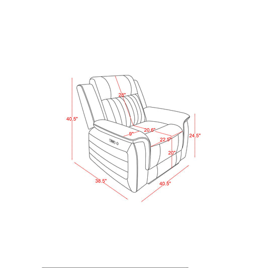 Ian - Power Recliner With Welt And LED Lighting - Charcoal