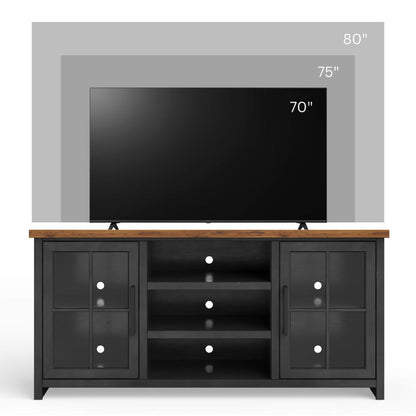 TV Stand Console For TVs Up To 80" - Black / Whiskey