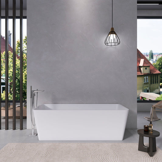 Freestandingn And Solid Surface, Soaking Bathtub For Bathroom - Matte White