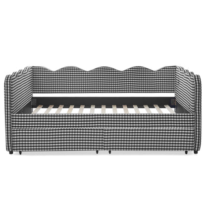 Gingham Daybed & USB Charging Port, Wave-Shaped Design