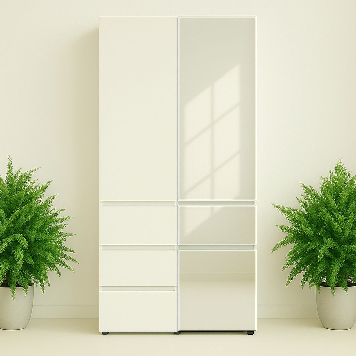 Elise - Modular Closet System With Mirror, Customizable Storage Solution - White