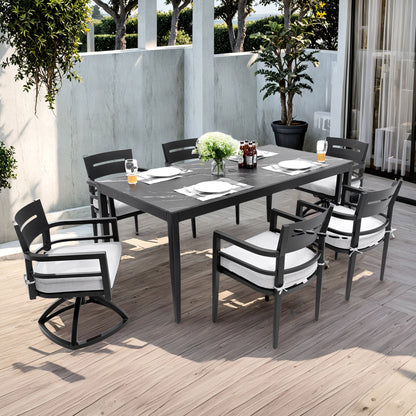 Modern Outdoor Patio Dining Set With Table And Chairs With Sunbrella Cushions