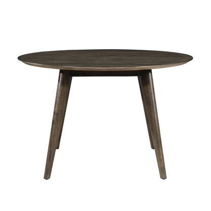 Rex - 48" Round Dining Table & 4 Open Back Chairs - Walnut Brown