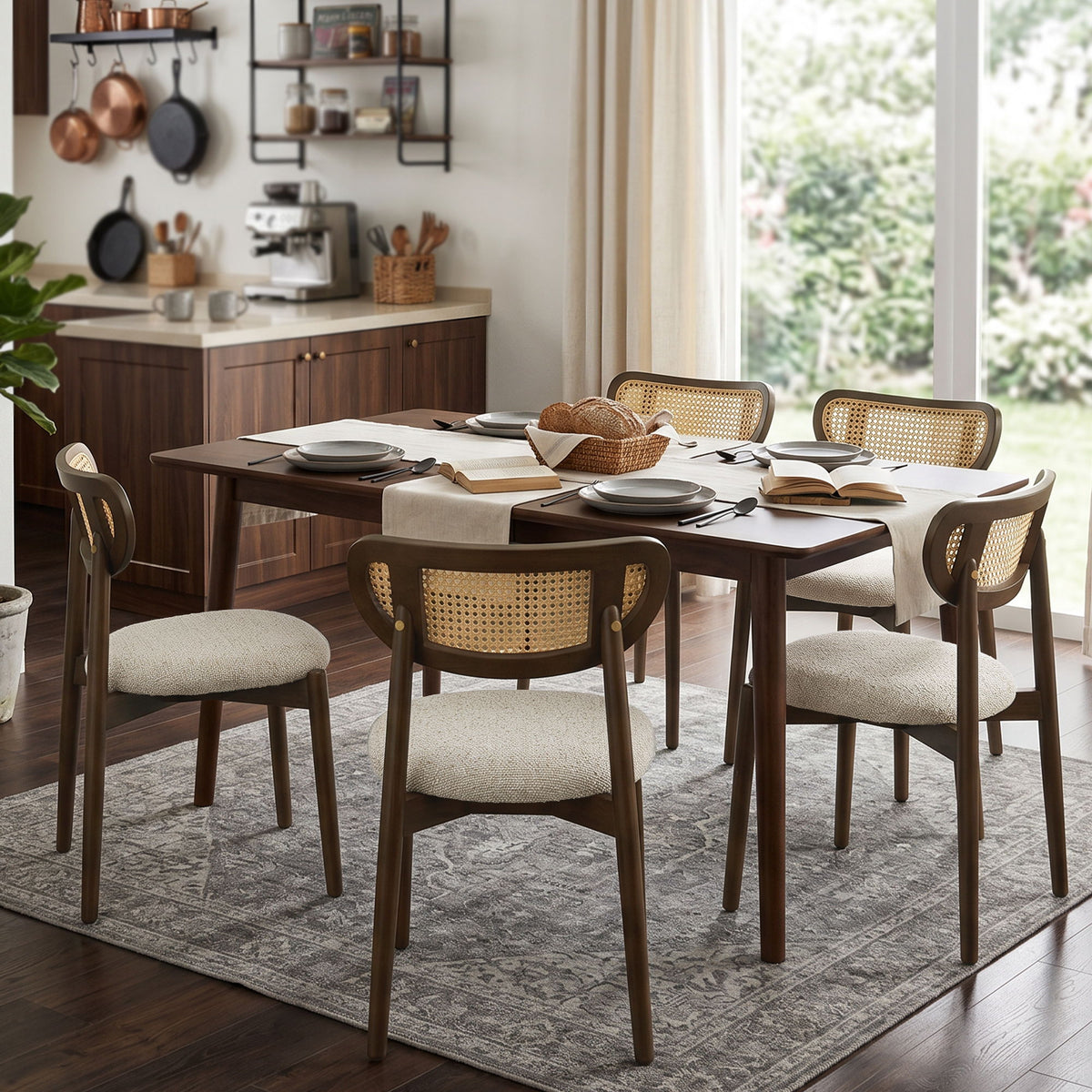 Rattan Side Dining Chairs For Kitchen (Set of 2)