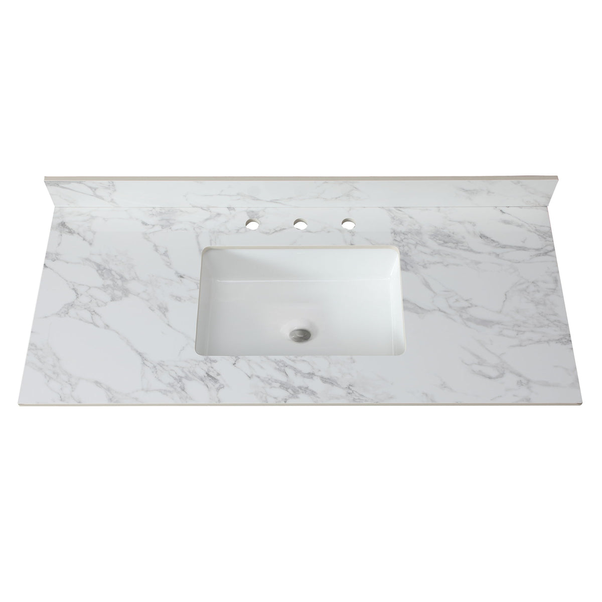Elegant Sintered Stone Bathroom Vanity Top With Rectangular Undermount Ceramic Sink