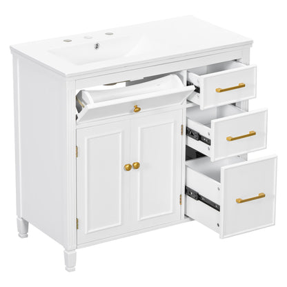 Bathroom Vanity With Sink Top, 3 Soft Closing Drawers
