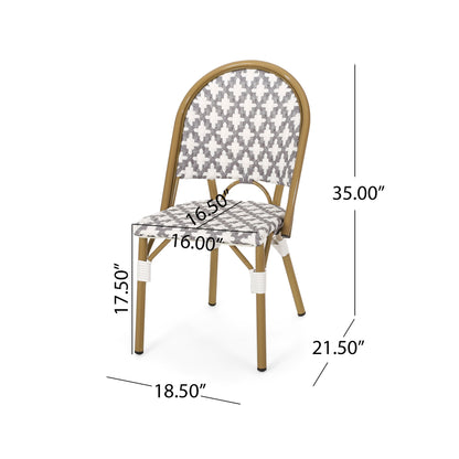 Chic French Bistro Chair With Durable Rattan And Aluminum Frame