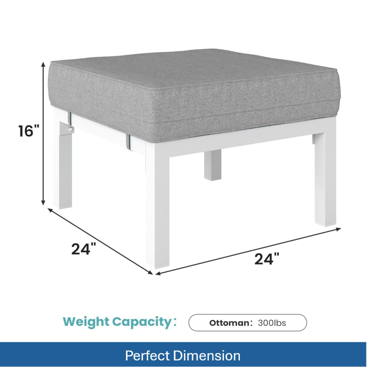 Patio Ottomans With Cushions, All-Weather Footrests (Set of 2)