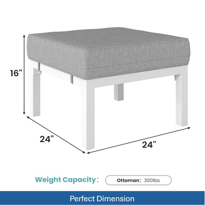 Patio Ottomans With Cushions, All-Weather Footrests (Set of 2)