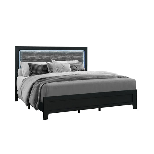 Carlos - 5 Pieces Queen Bedroom Set, Modern Design - Black