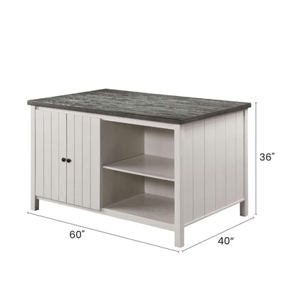 Counter Height Dining Table With Storage Cabinet Base - Dark Gray / Off White / Off White / Gray
