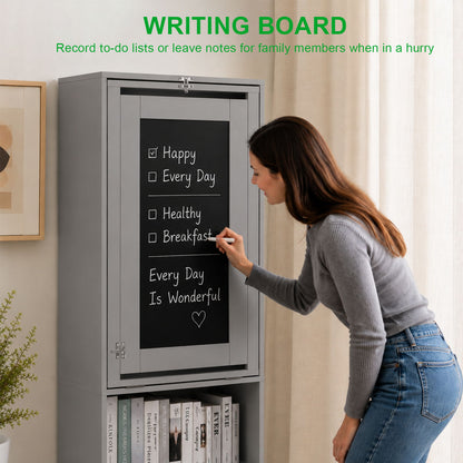 Folding Desk With Storage, Foldable Convertible Writing Table With Blackboard And Shelves For Home Office