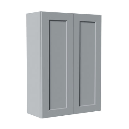 Shaker Wall Cabinet, Soft Close Doors, Adjustable Shelves, Double Door Storage - Gray