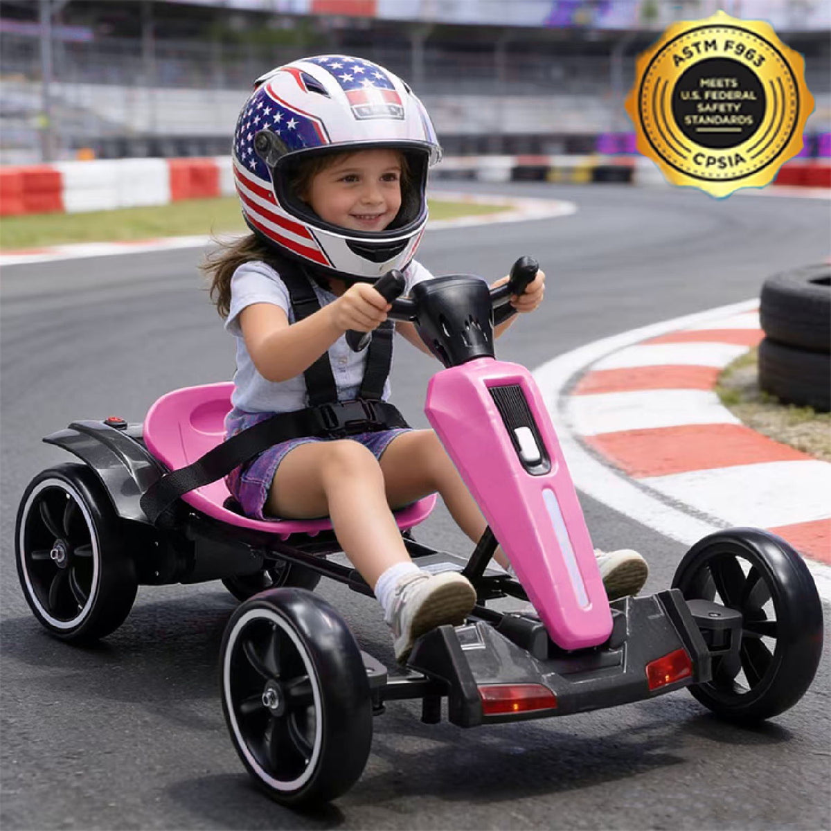 Electric Kids Pedal Go Kart With Adjustable Seat, Foldable Design