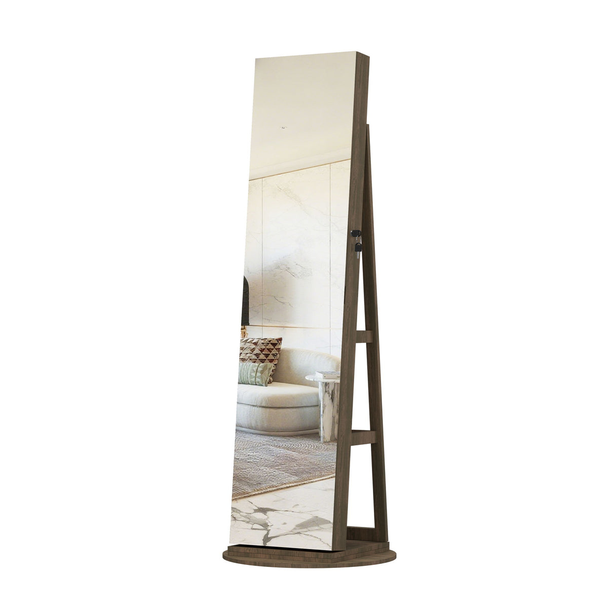 Swivel Jewelry Cabinet With Full Length Mirror