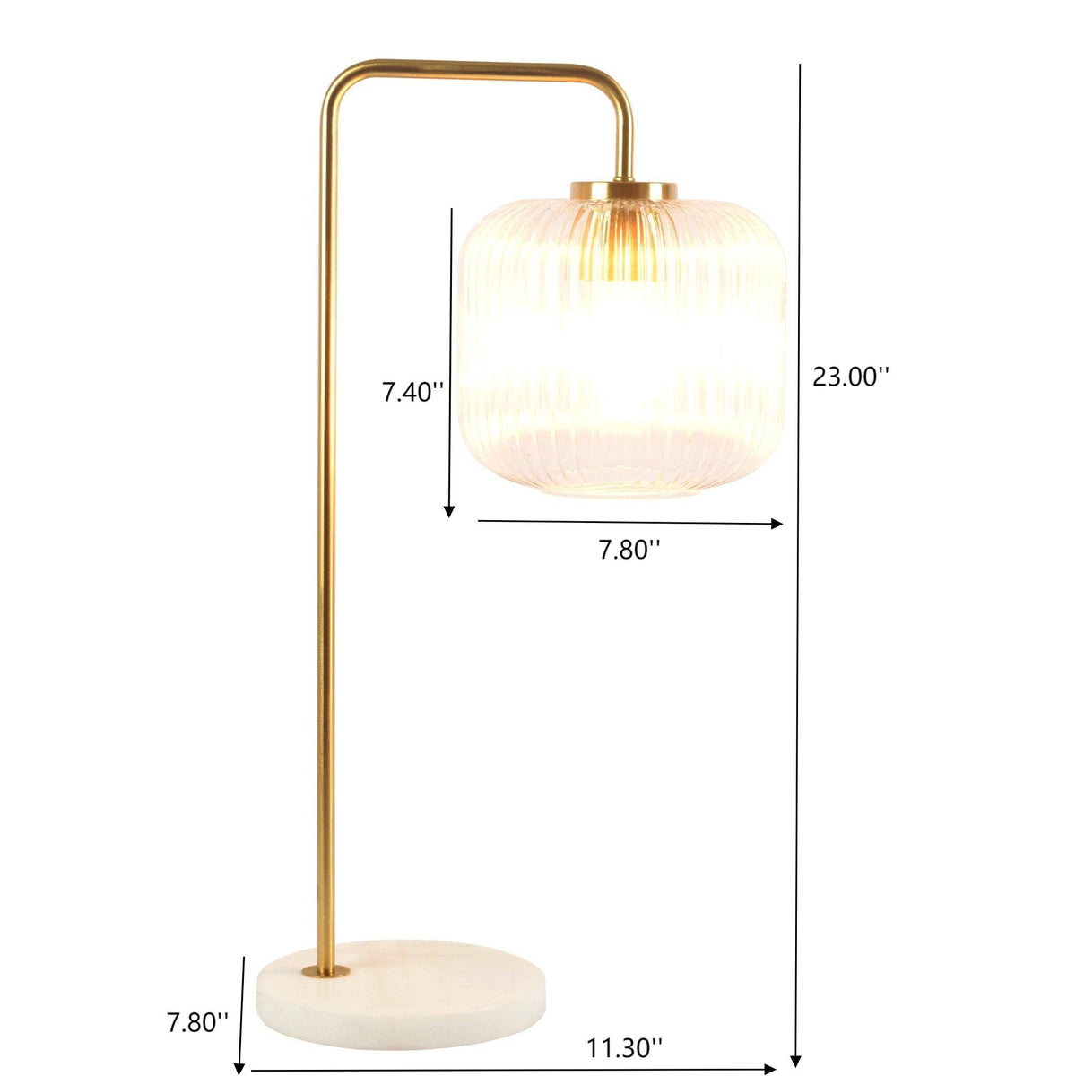 Haven - Clear Table Lamp, Button Control - Gold / White / White Marble