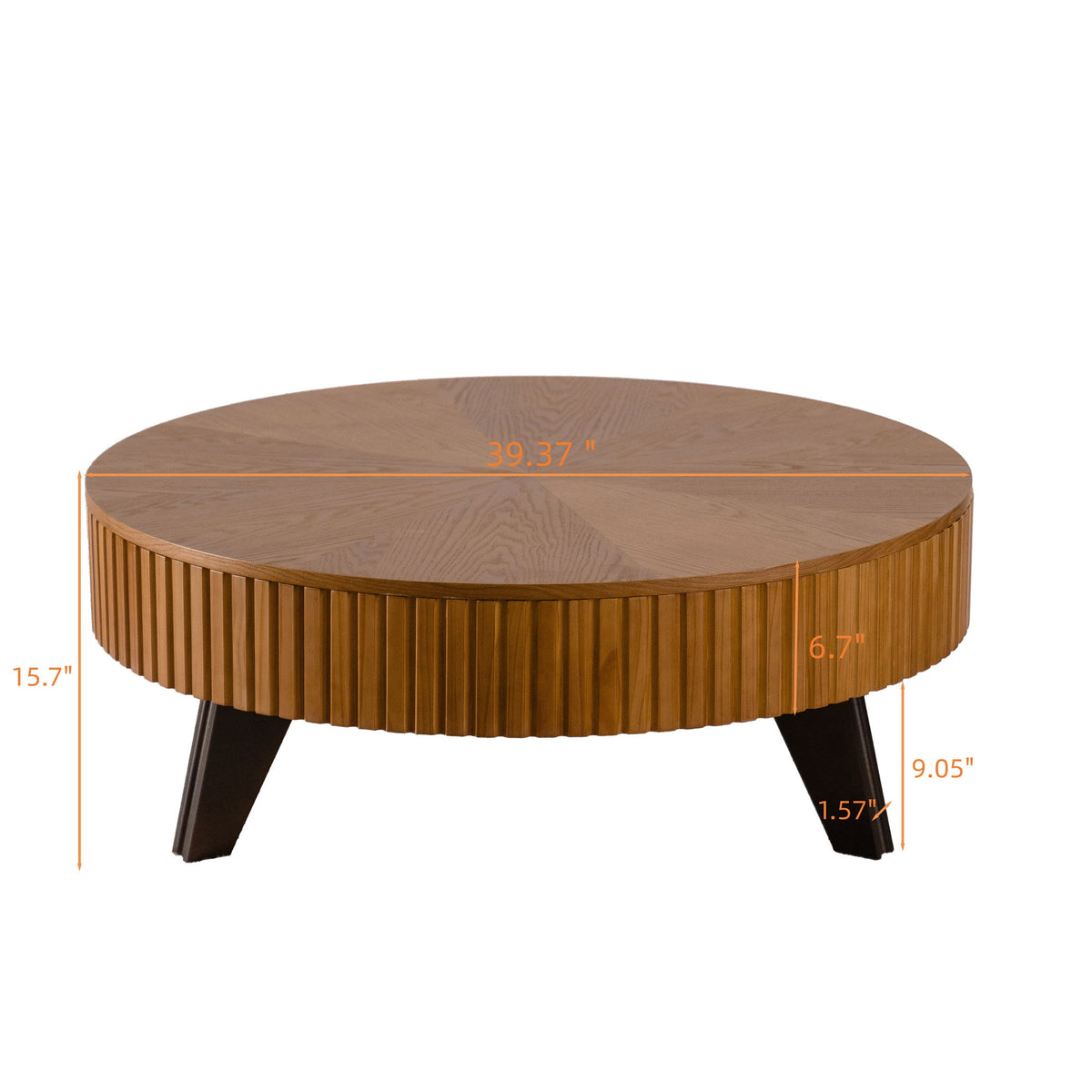Round Retro Coffee With Solid Wood Legs