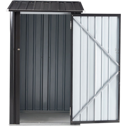 Outdoor Storage Shed, Metal Steel Garden Shed With Single Lockable Door, Small Shed Outdoor Steel Utility Tool Shed For Backyard Patio Garden Lawn - Dark Gray