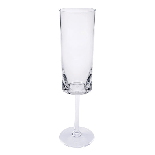 Oval Halo Unbreakable Plastic Champagne Flutes (Set of 4), Acrylic Wedding Mimosas Glasses, 4Oz - Clear