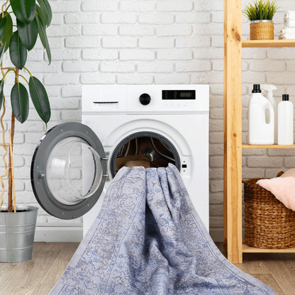 Maval - 4' X 6' Area Rug Washable - Blue / Cream