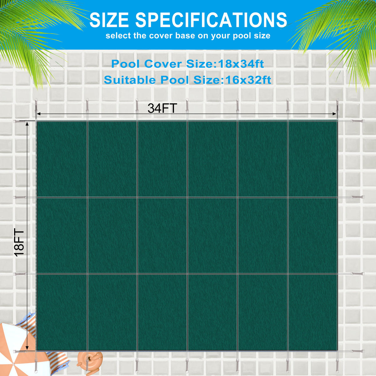16 X 32 Ft Inground Pool Safety Cover, Rectangle