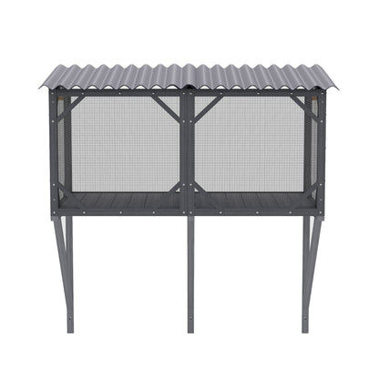Premium Cat Window Box With Bug Proof Net For Large Indoor Cats Spruce Wood & Polyester - Antique Gray