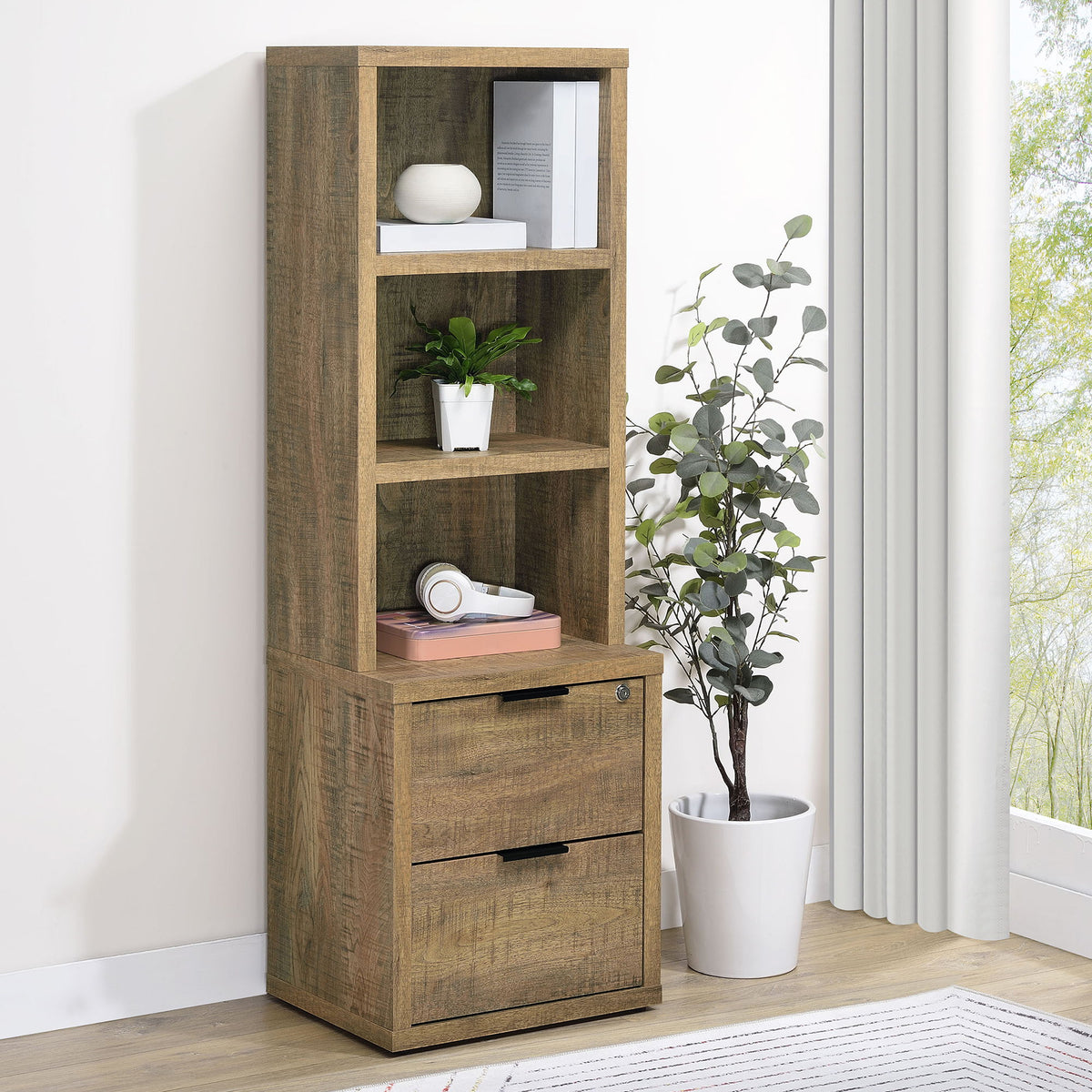 Geary - 3 Shelf Bookcase With USB Charging And Lockable Top Drawer
