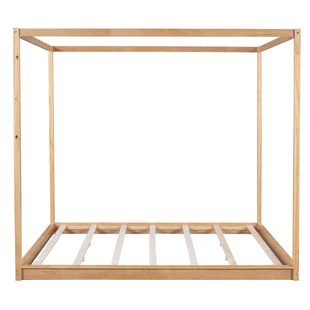 Wood Canopy Platform Bed With Support Legs And Airflow Slats