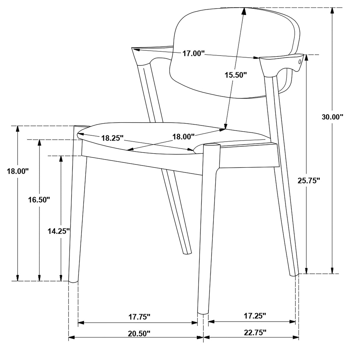 Modern Dining Chair And Zigzag Arm Design (Set of 2)