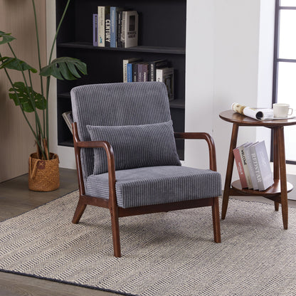 Accent Chair With Pillow And Wood Frame