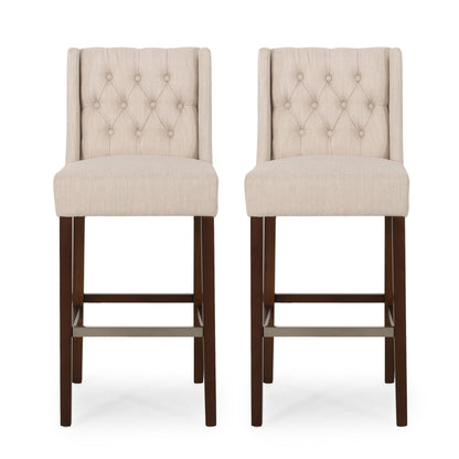 Solstara - Upholstered Dining Barstool With Button Tufted And Wing Back