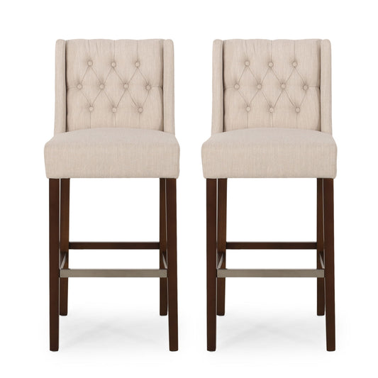 Solstara - Upholstered Dining Barstool With Button Tufted And Wing Back