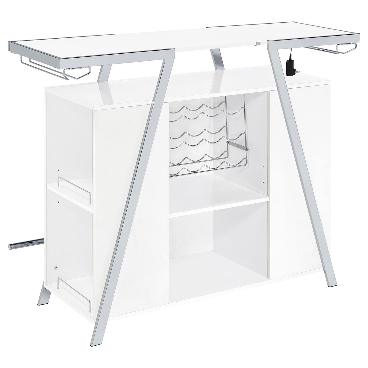 Katia - Wine Cabinet With LED Home Bar, 12 Bottle Storage - Gloss White