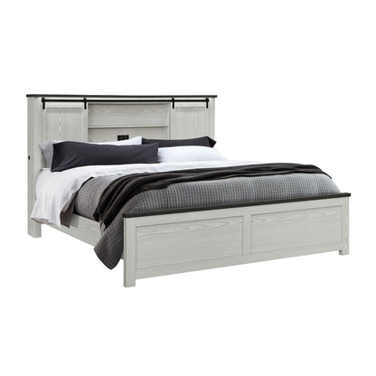 Avery - King Bedroom Set With Bookcase Headboard, Low Profile Bed, Spacious Drawers - Beige