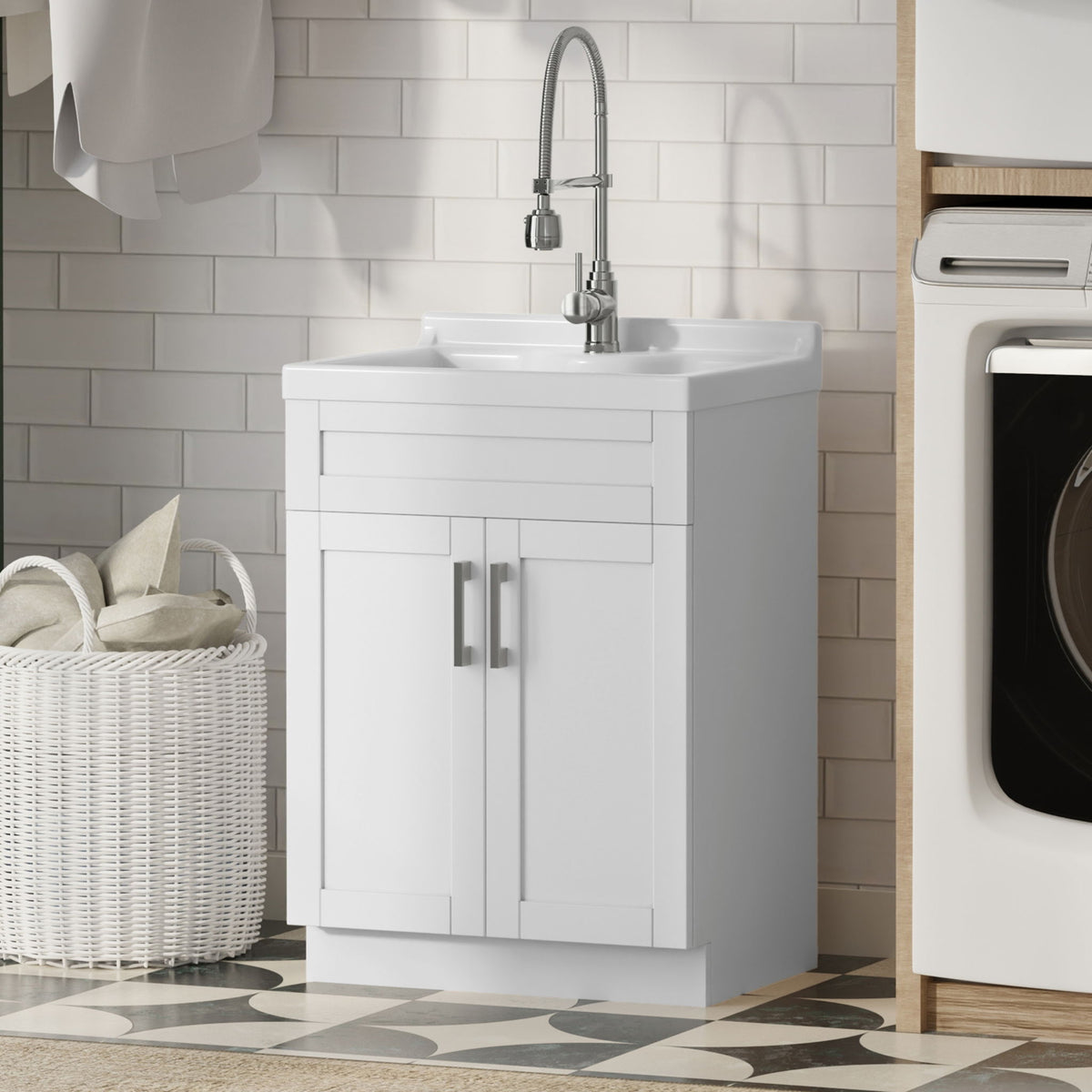 Hennessy - Deluxe Laundry Utility Sink And Cabinet
