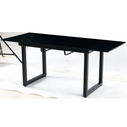 Square Extendable Dining Table With Metal Leg, Modern Space Saving Kitchen Table For Living Room