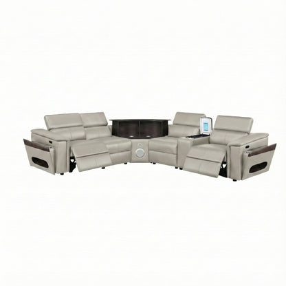 Nova - Sectional With Bluetooth Speaker, LED And Lifting Wine Cabinet