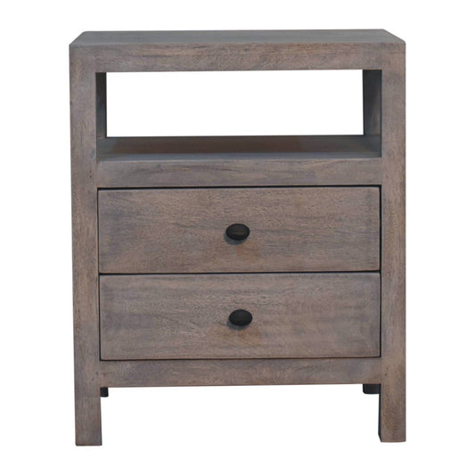 2 Drawer Open Bedside Table - Brown