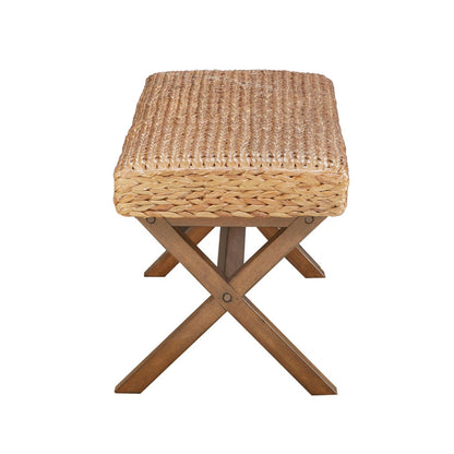 Bench With Water Hyacinth Seat - Brown