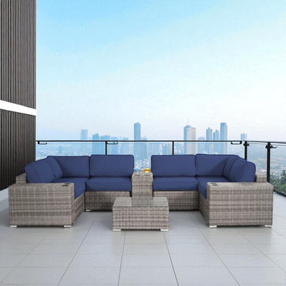 Rattan 4 Person Outdoor Seating Group With Cushions - Gray Mix